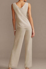 Pantsuit Mother of the Bride Dress Floor Length Chiffon Lace 3/4 Length Sleeve-misshow.com