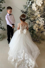 Party Ball Gown Lace Appliques Flower Girls Dresses-misshow.com