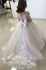 Party Ball Gown Lace Appliques Flower Girls Dresses-misshow.com