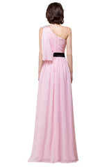 A plus size Blushing Pink bridesmaid dress made of 100D Chiffon are trendy for  . Shop MISSHOW with elaborately designed Crystal,Ribbons,Ruffles gowns for your bridesmaids.