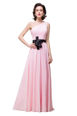 A plus size Blushing Pink bridesmaid dress made of 100D Chiffon are trendy for  . Shop MISSHOW with elaborately designed Crystal,Ribbons,Ruffles gowns for your bridesmaids.