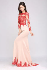 MISSHOW offers gorgeous Nude pink Scoop party dresses with delicately handmade Lace in size 0-26W. Shop Floor-length prom dresses at affordable prices.