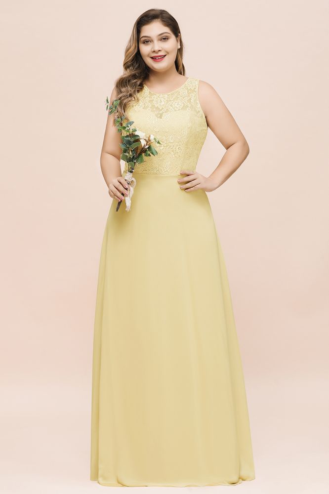 Plus Size Floral A-line Bridesmaid Dress Sleeveless Evening Maxi Dress for Girls Women-misshow.com