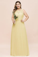 Plus Size Floral A-line Bridesmaid Dress Sleeveless Evening Maxi Dress for Girls Women-misshow.com