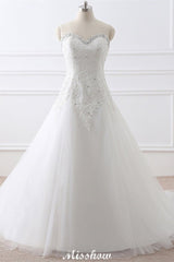 Princess Sweetheart Tulle Wedding Dress With Lace-misshow.com