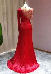 Red Long Prom Dresses | Evening dresses with sleeves-misshow.com