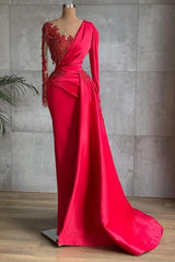 Red Long Prom Dresses | Evening dresses with sleeves-misshow.com