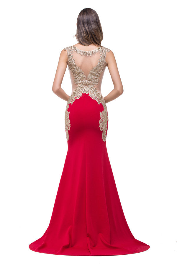 MISSHOW offers gorgeous Red V-neck party dresses with delicately handmade Beading,Appliques in size 0-26W. Shop Floor-length prom dresses at affordable prices.