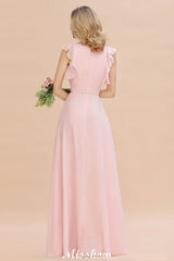 Looking for Bridesmaid Dresses in 100D Chiffon, A-line style, and Gorgeous  work  MISSHOW has all covered on this elegant Romantic Sleeveless aline Bridesmaid Dress Garden Floor Length Simple Wedding Dress.