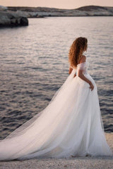 Romantic spaghettistraps capsleeves aline lace Wedding dresses-misshow.com