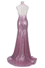 Looking for Prom Dresses,Realdressphotos in Sequined, Mermaid style, and Gorgeous Sequined work  MISSHOW has all covered on this elegant Rose Pink Sequins Mermaid Long Spaghetti Straps V-neck Prom Dresses.