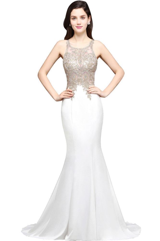 MISSHOW offers gorgeous Ivory,Black Scoop party dresses with delicately handmade Appliques in size 0-26W. Shop Floor-length prom dresses at affordable prices.