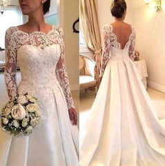 Sexy A-line Wedding Dresses with Sleeves Lace-misshow.com