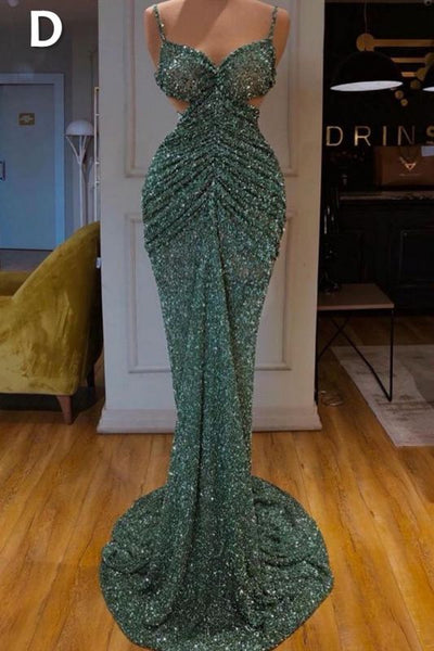 Sexy Long Mint Green Sequins Prom Dress Mermaid – misshow.com