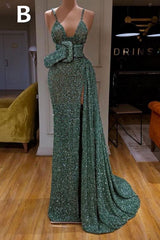 Sexy Long Mint Green Sequins Prom Dress Mermaid-misshow.com