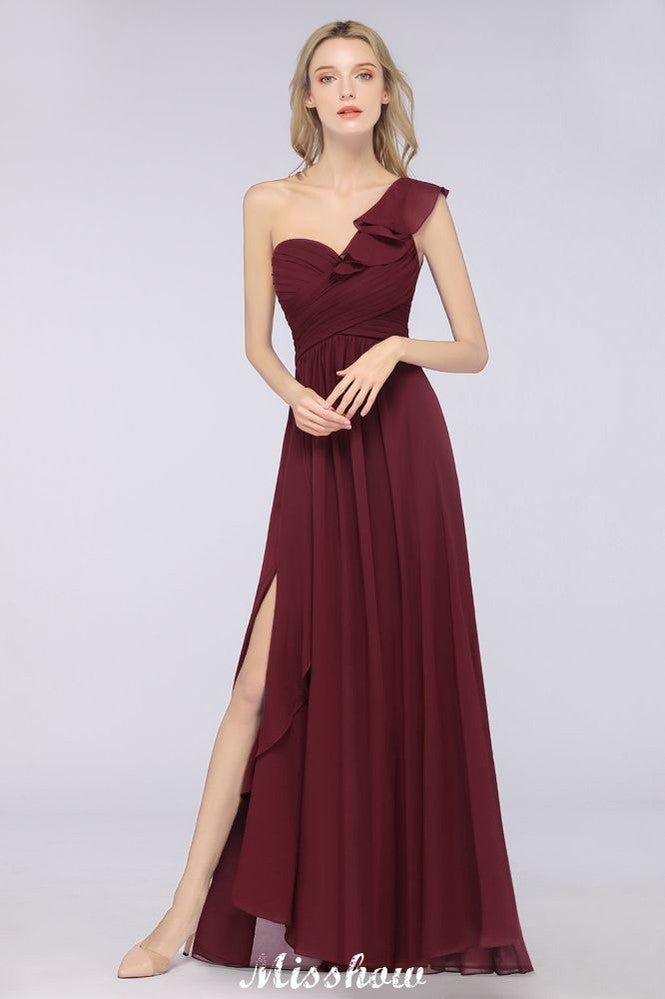 MISSHOW offers Sexy One-Shoulder Sweetheart Sleeveless Bridesmaid Dress Ruffles Beach Wedding Party Dress at a good price from 100D Chiffon to A-line Floor-length them. Lightweight yet affordable home,beach,swimming useBridesmaid Dresses.