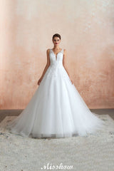 MISSHOW offers Sexy Pluging V-Neck Wedding Dress Sheer Lace Aline Bridal Gown at a good price from White,Ivory,Tulle to A-line,Ball Gown,Princess Floor-length them. Stunning yet affordable Sleeveless .