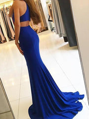 Sheath Halter Sleeveless With Ruffles Jersey Prom Dresses