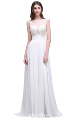 This elegant Jewel 100D Chiffon wedding dress with Lace,Appliques could be custom made in plus size for curvy women. Plus size Sleeveless Column bridal gowns are classic yet cheap.