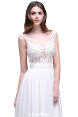 This elegant Jewel 100D Chiffon wedding dress with Lace,Appliques could be custom made in plus size for curvy women. Plus size Sleeveless Column bridal gowns are classic yet cheap.