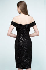 MISSHOW offers Short Sequined Sheath Off-shoulder Black Prom Dresses at a cheap price from Black, Sequined to Column Mini hem. Stunning yet affordable Sleeveless Prom Dresses,Homecoming Dresses.