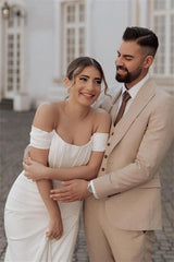 Simple Off-the-shoulder Mermaid Wedding Dresses With Slit-misshow.com