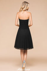 Sleeveless Black Tie Affair Special Occasion Dress Mini Bridesmaid Dress-misshow.com