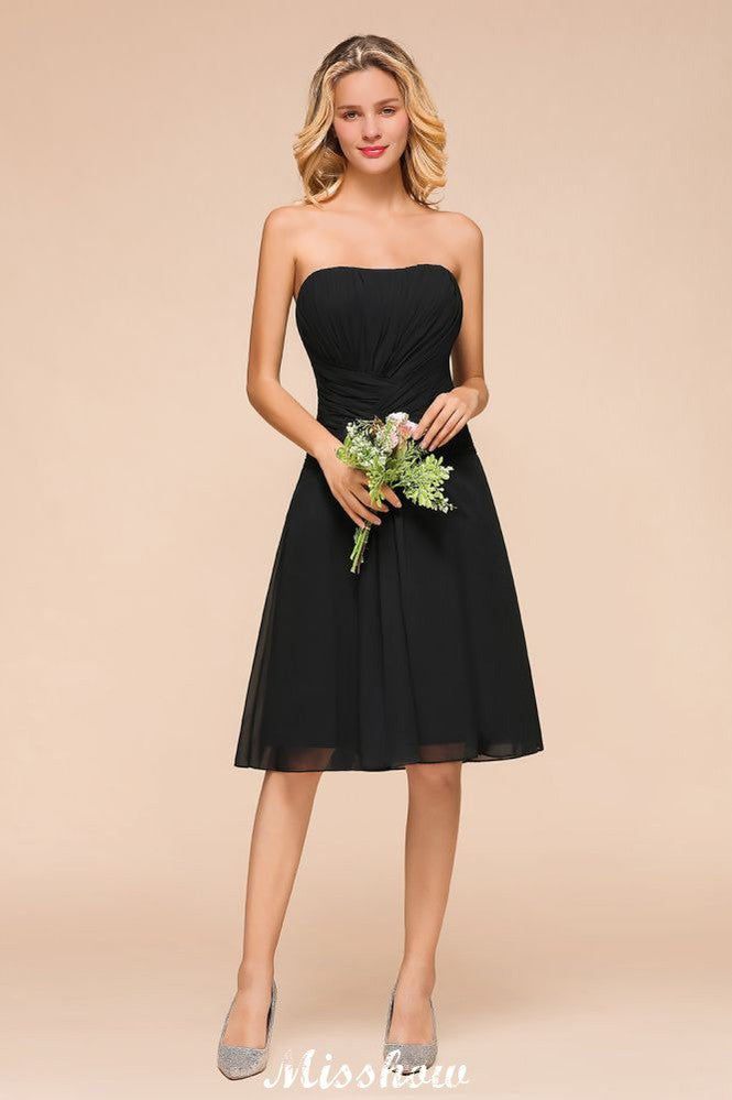 Sleeveless Black Tie Affair Special Occasion Dress Mini Bridesmaid Dress-misshow.com