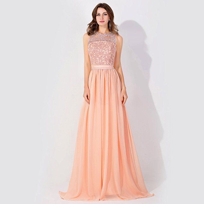 Looking for Prom Dresses,Evening Dresses,Homecoming Dresses,Bridesmaid Dresses,Quinceanera dresses in 100D Chiffon, A-line style, and Gorgeous Lace work  MISSHOW has all covered on this elegant Sleeveless Chiffon Beading Evening Party Dress Crew Neck aline Bridesmaid Dress.