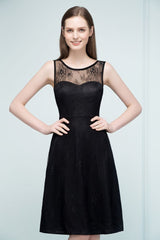 Shop MISSHOW US for sexy or modest Sleeveless Lace A-line Knee Length Bridesmaid Dresses. Find the perfect Black Bridesmaid Dresses, cheap Sleeveless Lace gowns online, Knee-length dresses for wedding party.