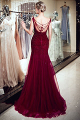 MISSHOW offers Sleeveless Long Sequined Tulle Burgundy Evening Gown at a good price from Burgundy,Tulle to Mermaid Floor-length them. Stunning yet affordable Sleeveless Prom Dresses,Evening Dresses.