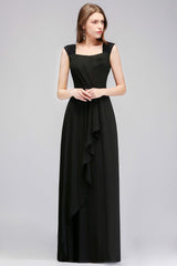 Looking for Bridesmaid Dresses in 100D Chiffon, A-line style, and Gorgeous Ruffles work  MISSHOW has all covered on this elegant Sleeveless Ruffled Chiffon Black Bridesmaid Dresses