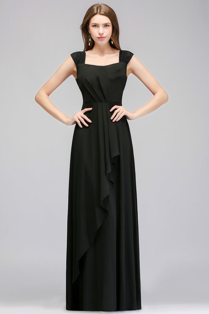 Looking for Bridesmaid Dresses in 100D Chiffon, A-line style, and Gorgeous Ruffles work  MISSHOW has all covered on this elegant Sleeveless Ruffled Chiffon Black Bridesmaid Dresses