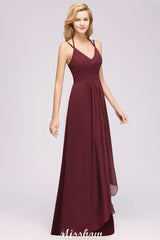 MISSHOW offers Spaghetti Sleeveless Ruffles A-line Chiffon Bridesmaid Dresses Straps Evening Maxi Dress at a good price from 100D Chiffon to A-line Floor-length them. Lightweight yet affordable home,beach,swimming useBridesmaid Dresses.