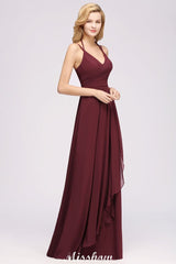 MISSHOW offers Spaghetti Sleeveless Ruffles A-line Chiffon Bridesmaid Dresses Straps Evening Maxi Dress at a good price from 100D Chiffon to A-line Floor-length them. Lightweight yet affordable home,beach,swimming useBridesmaid Dresses.