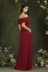 Spaghetti Strapes Off-the-shoulder Split Front Tulle Prom Dress-misshow.com