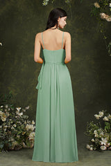 Spaghetti Strapes Split Front Aline Tulle Long Prom dress-misshow.com