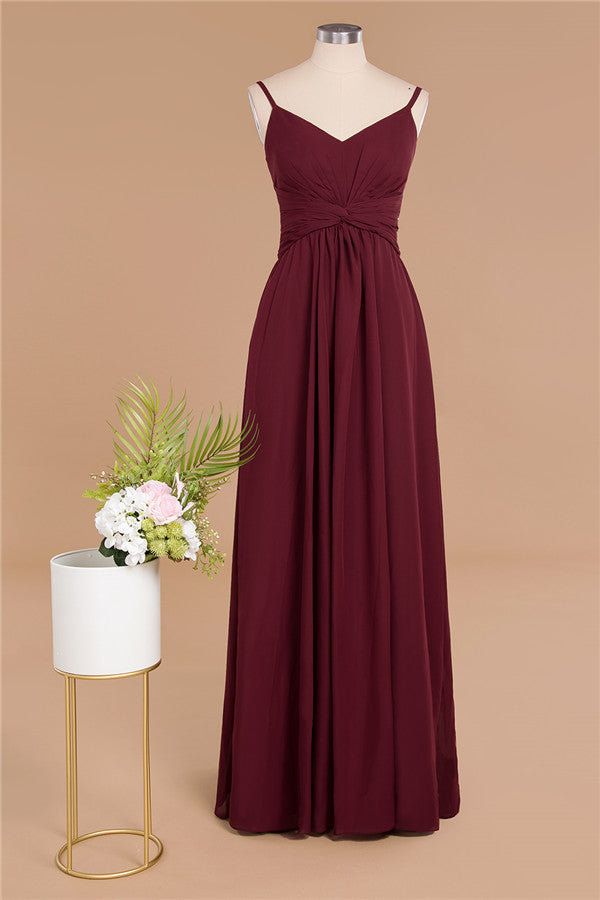 MISSHOW offers Spaghetti Straps Simple Evening Maxi Dresses Aline Chiffon Ruffle Party Gown at a good price from Misshow