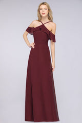 MISSHOW offers Spaghetti-Straps Sleeveless Ruffles Floor-Length Bridesmaid Dress with Bow Sash at a good price from Misshow