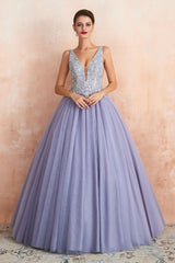 MISSHOW offers Sparkly Double V-Neck Aline Ball Gown Crystals Tulle Floor Length Party Dress at a good price from Lavender,Tulle to A-line,Ball Gown,Princess Floor-length them. Stunning yet affordable Sleeveless Prom Dresses,Evening Dresses,Homecoming Dresses,Quinceanera dresses.