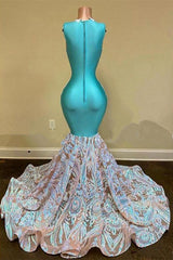 Sparkly Mermaid Glitter Floral Lace Floor-Length Prom Dress-misshow.com