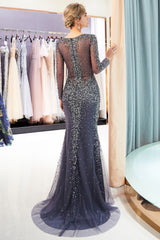 MISSHOW offers MAUREEN, Sparkly Mermaid V-neck Long Sleeves Beading Evening Dresses at a good price from Gold,Gray,Tulle to Mermaid Floor-length them. Stunning yet affordable Long Sleeves Prom Dresses,Evening Dresses.