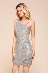 MISSHOW offers Sparkly Short Slim Cocktail Party Dress Sexy One Shoulder Mini Prom Dress at a good price from Apricot,Dark Navy,Black,Silver,Sequined to Column Mini them. Stunning yet affordable Sleeveless Prom Dresses,Evening Dresses.