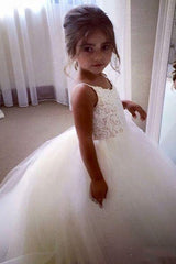 Square Neckline Sleeveless Ball Gown Flower Girls Dress-misshow.com