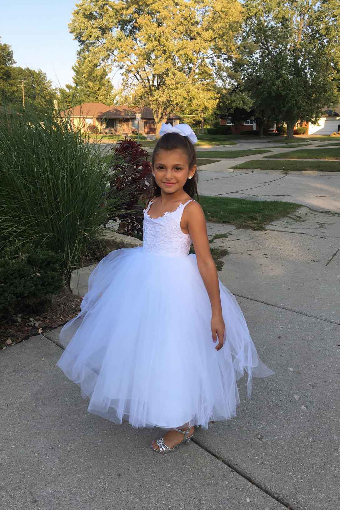 Square Neckline Sleeveless Ball Gown Flower Girls Dress-misshow.com