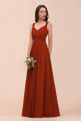 Strap Slim Floor Length Evening Dress for Bride Bridesmaid Dress-misshow.com