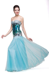 MISSHOW offers gorgeous Sky Blue Strapless party dresses with delicately handmade Crystal,Sequined in size 0-26W. Shop Floor-length prom dresses at affordable prices.