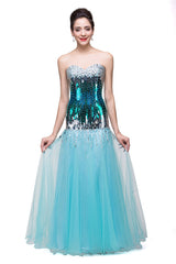 MISSHOW offers gorgeous Sky Blue Strapless party dresses with delicately handmade Crystal,Sequined in size 0-26W. Shop Floor-length prom dresses at affordable prices.