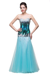 MISSHOW offers gorgeous Sky Blue Strapless party dresses with delicately handmade Crystal,Sequined in size 0-26W. Shop Floor-length prom dresses at affordable prices.