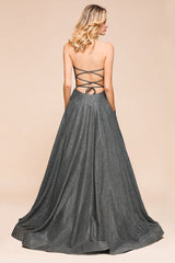 MISSHOW offers Strapless Glitter aline Evening Gown Sleeveless Front Slit Dancing Party Dress at a good price from Ivory,Champagne,Gray,Bronzing to A-line Floor-length them. Stunning yet affordable Sleeveless Prom Dresses,Evening Dresses.